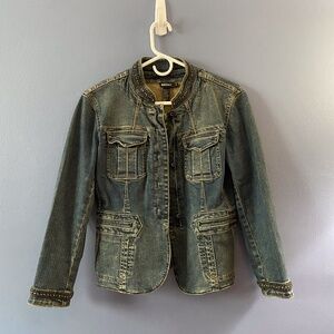 DKNY Fitted Denim Jacket with Embellishments Size 6